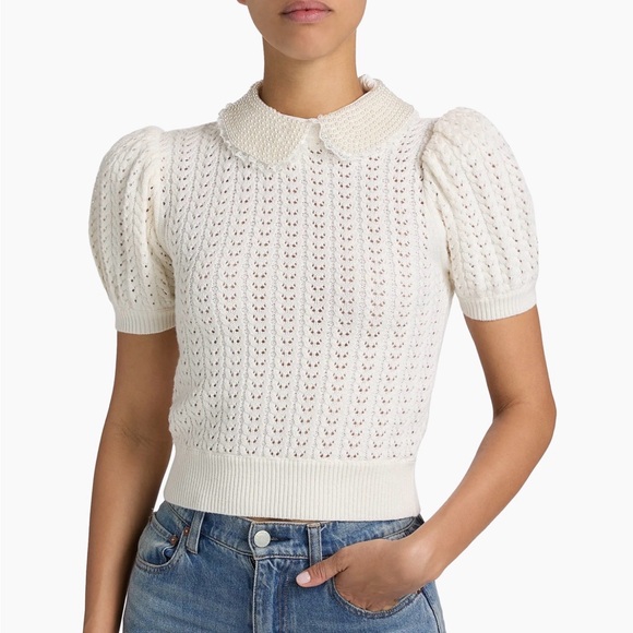 Alice + Olivia Sweaters - Alice + Olivia Chase Puff Sleeve Wool Blend Sweater